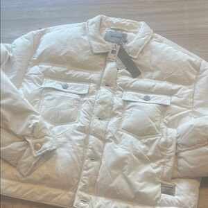 Hudson Jeans Ivory Quilted boxy trucker Jacket